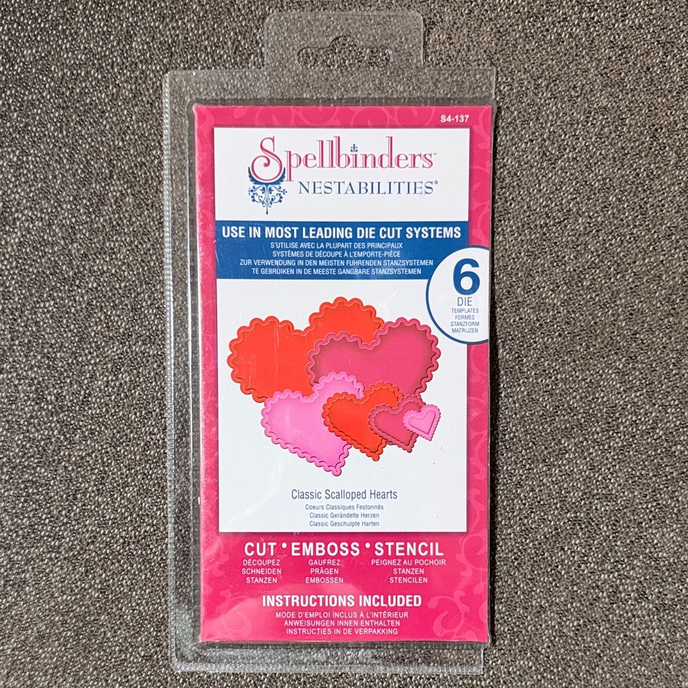 Spellbinders Nestabilities Classic Scalloped Hearts Dies Set of 6